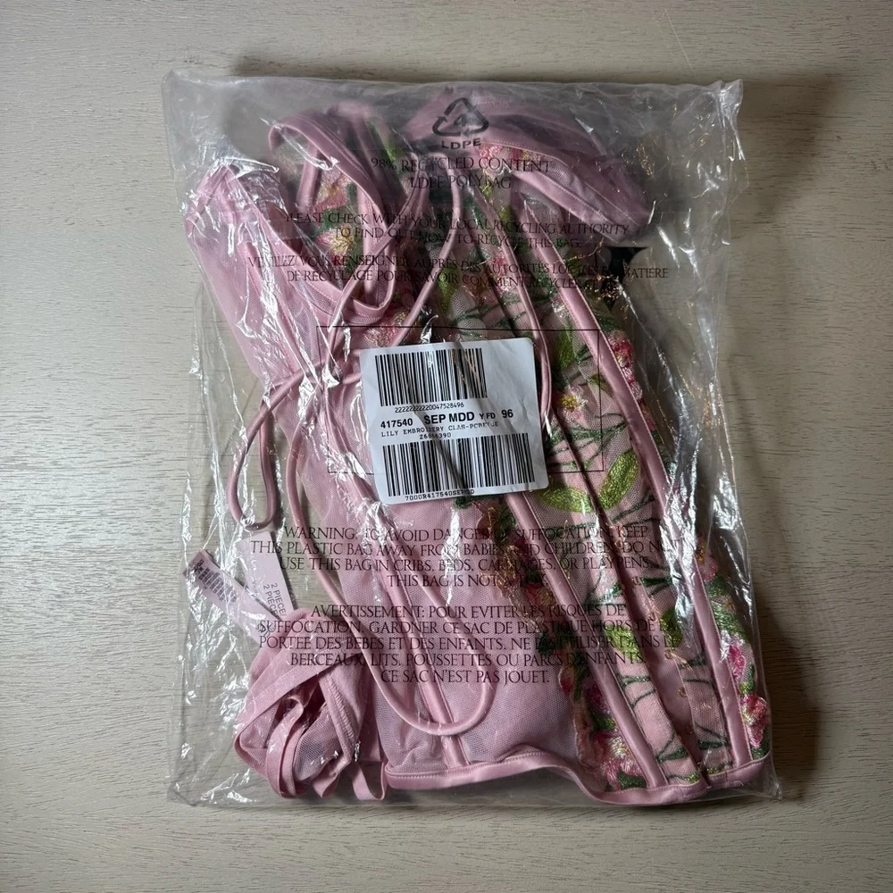 NWT Victoria's Secret Pink Lily Embroidered Corset G String 2 piece Set, Med DD - Picture 11 of 16